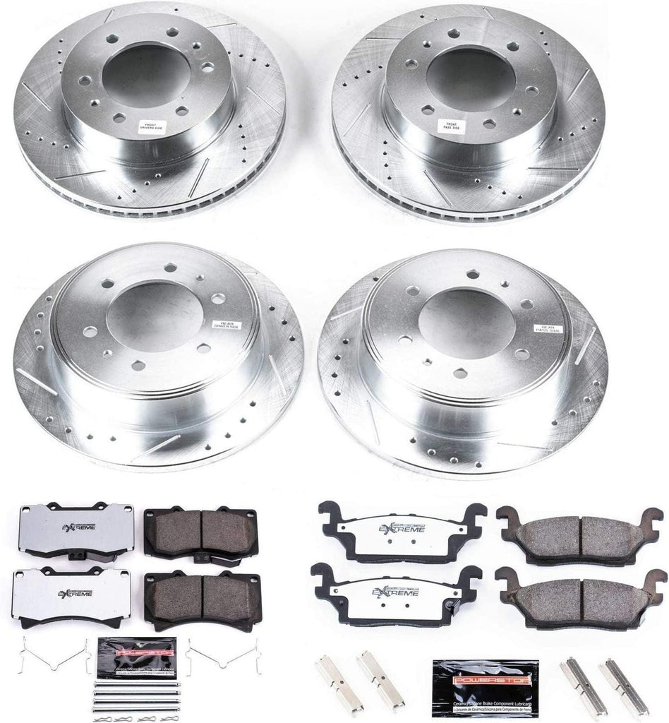 K2820-36 Front and Rear Z36 Truck & Tow Brake Kit, Carbon Fiber Ceramic Brake Pads and Drilled/Slotted Brake Rotors