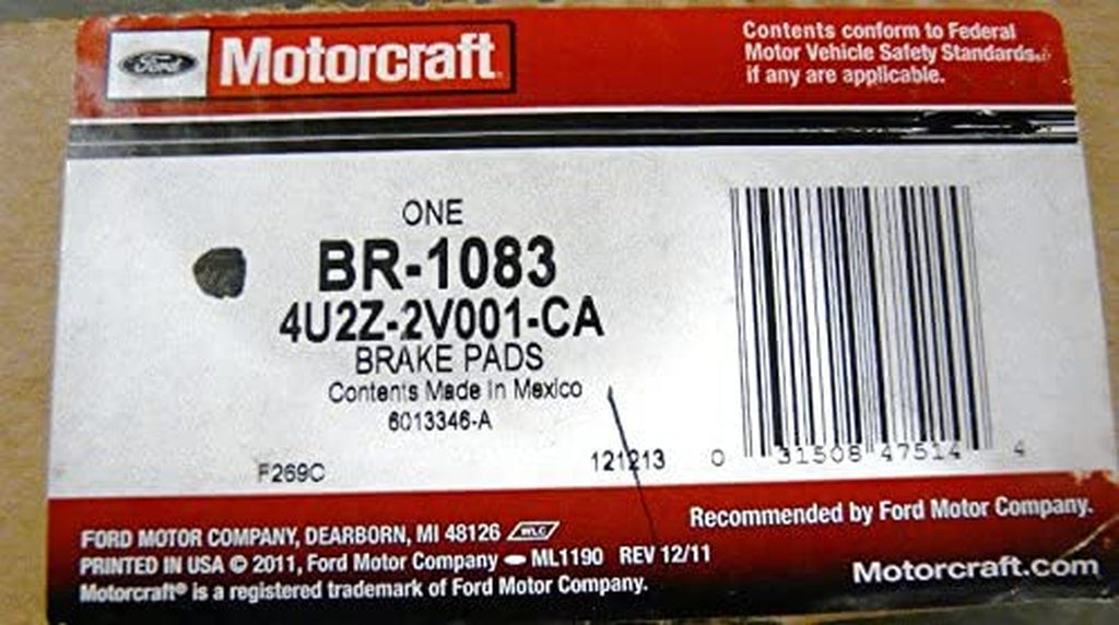 Oem Factory Ford 2004 2005 2006 2007 2008 2009 F-150 & 2006 2007 2008 Mark Lt Motorcraft Brake Front Pads Shoes Disc Br-1083