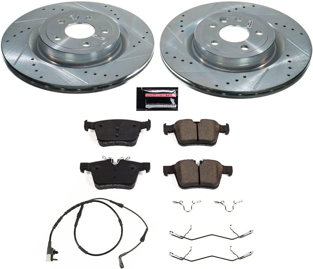 Rear K8208 Carbon-Fiber Ceramic Brake Pad with Drilled and Slotted Rotor Kit Z23 Daily Driver