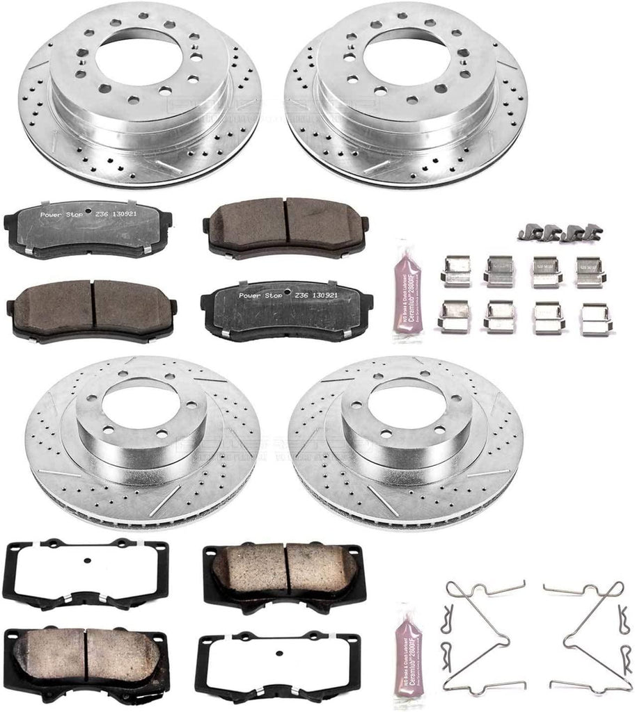 K2422-36 Front and Rear Z36 Truck & Tow Brake Kit, Carbon Fiber Ceramic Brake Pads and Drilled/Slotted Brake Rotors