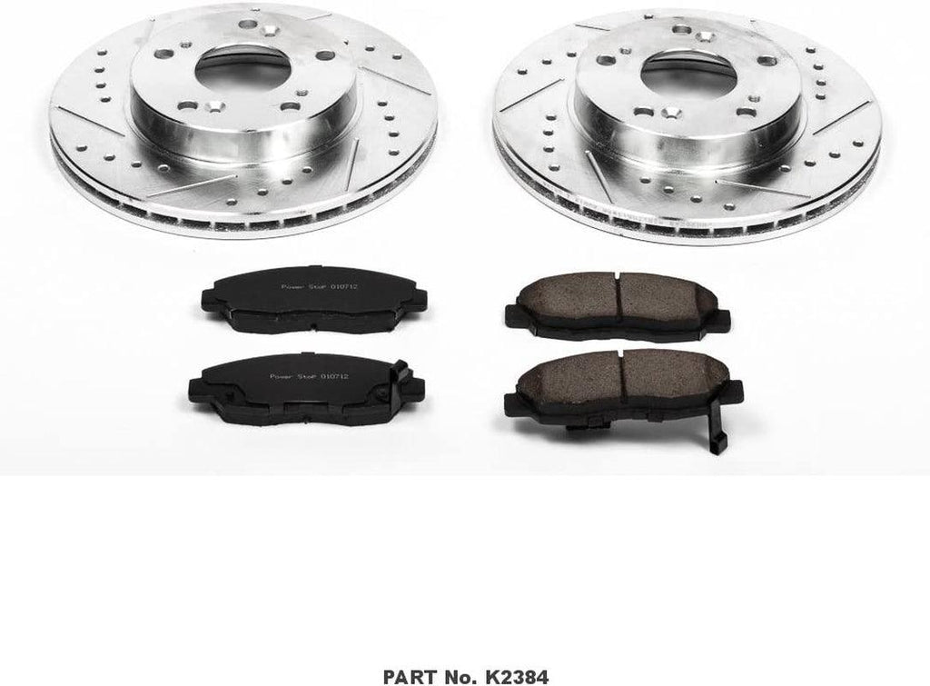 K2384 Front Z23 Carbon Fiber Brake Pads with Drilled & Slotted Brake Rotors Kit