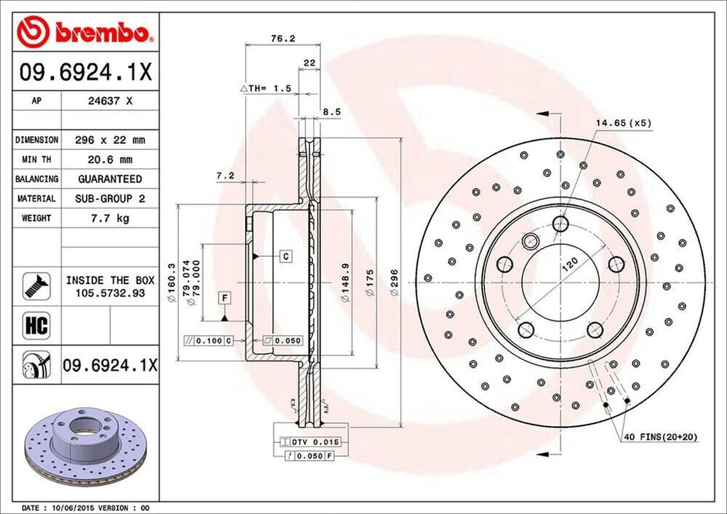 Brembo Front Disc Brake Rotor for 525I, 528I (09.6924.1X)