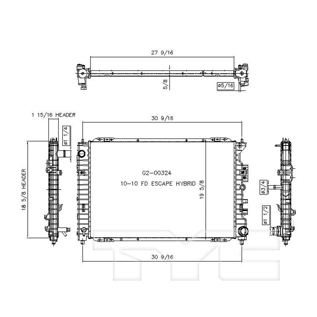 TYC Radiator for Escape, Mariner 13209
