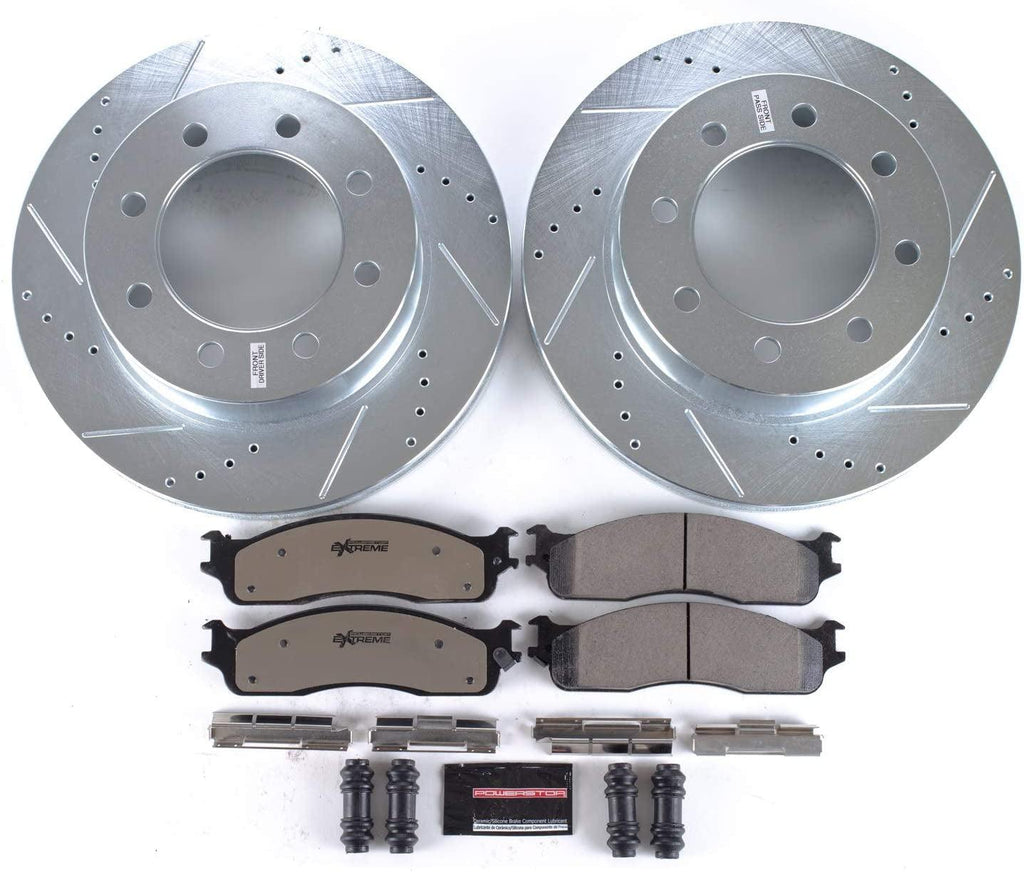 Power Stop K2203-36 Front Z36 Truck & Tow Brake Kit, Carbon Fiber Ceramic Brake Pads and Drilled/Slotted Brake Rotors