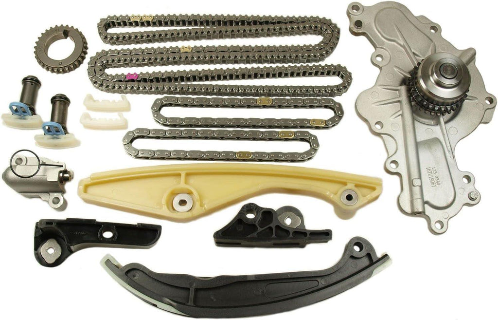 Cloyes 9-0738SWP Kit Contains: Crankshaft Sprocket Timing Chain (3) Chain Guide (5) Chain Tensioner (3) Tensioner Guide Water Pump. Engine Timing Chain Kit