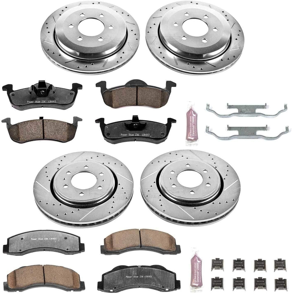 K5577-36 Front and Rear Z36 Truck & Tow Brake Kit, Carbon Fiber Ceramic Brake Pads and Drilled/Slotted Brake Rotors