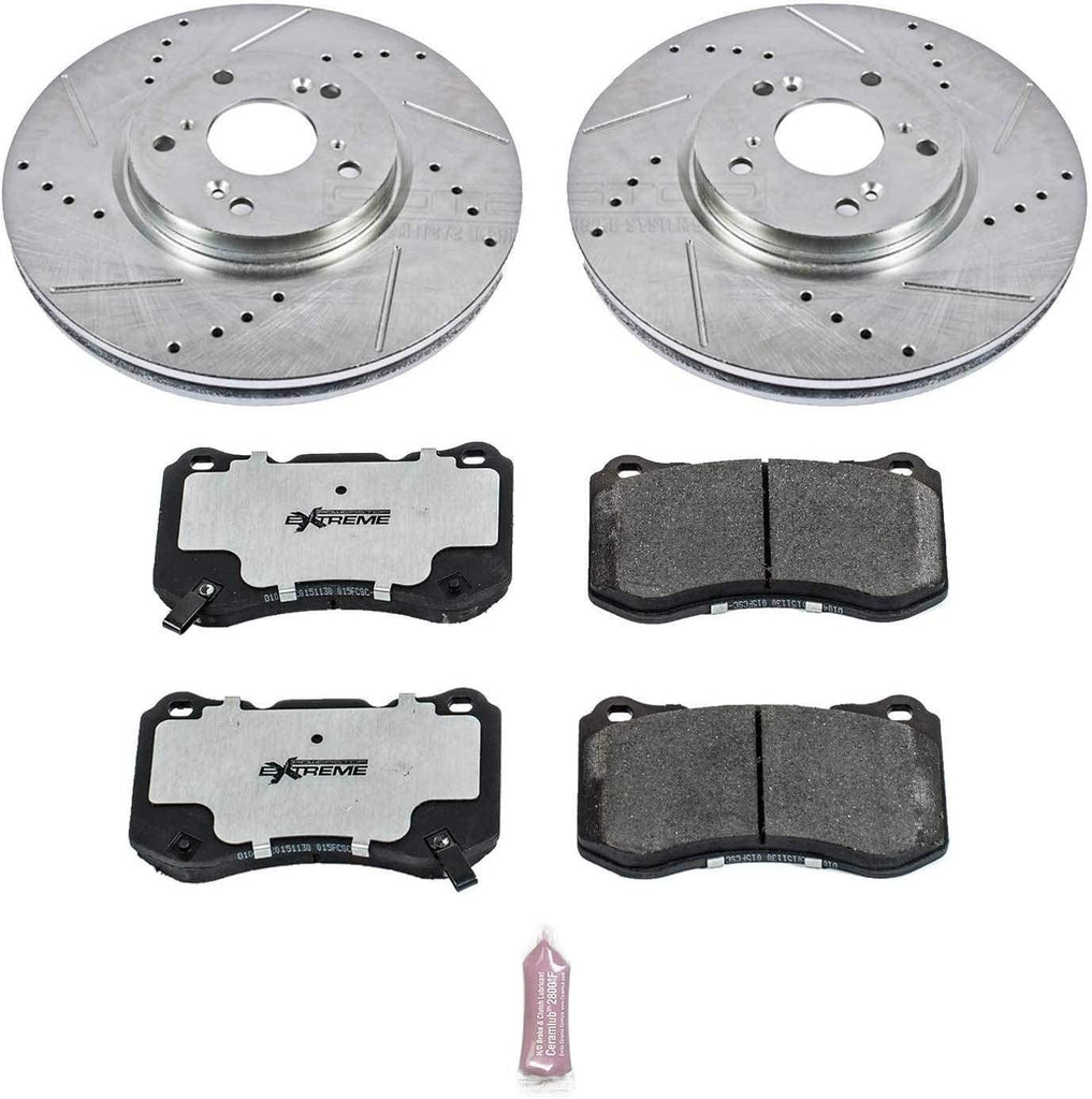 K3029-26 Front Z26 Carbon Fiber Brake Pads with Drilled & Slotted Brake Rotors Kit