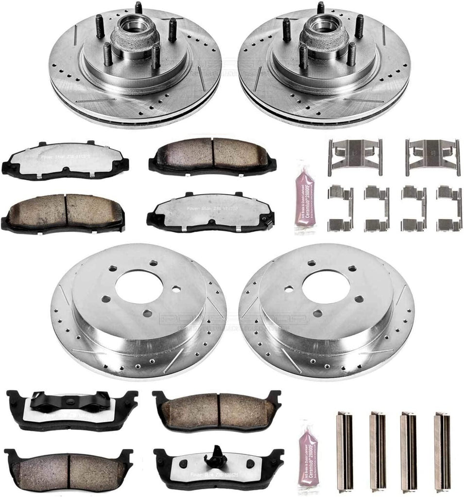 K1915-36 Front and Rear Z36 Truck & Tow Brake Kit, Carbon Fiber Ceramic Brake Pads and Drilled/Slotted Brake Rotors