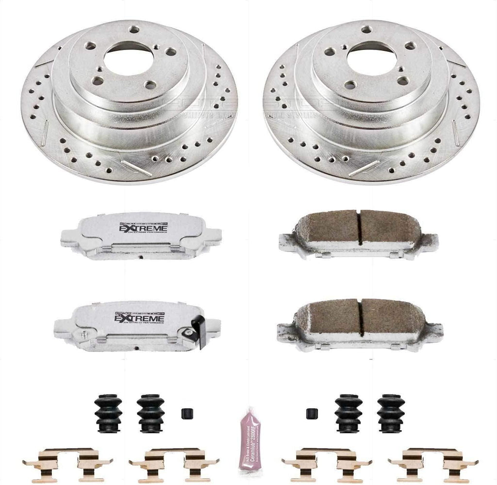 K449-26 Rear Z26 Carbon Fiber Brake Pads with Drilled & Slotted Brake Rotors Kit