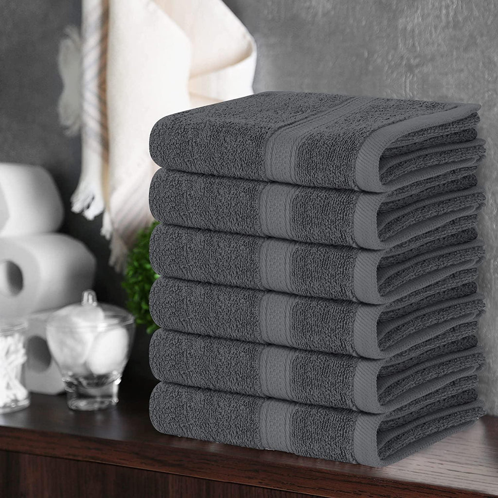 6 Pack Premium Hand Towels Set, (16 X 28 Inches) 100% Ring Spun Cotton, Ultra Soft and Highly Absorbent 600GSM Towels for Bathroom, Gym, Shower, Hotel, and Spa (Grey)