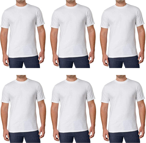 Men'S Crew Neck Tee 100% Combed Heavyweight Cotton T-Shirts (Pack of 6)
