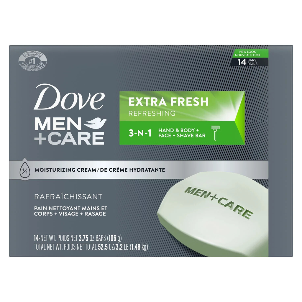 Dove Men+Care Body and Face Bar Soap, Extra Fresh (3.75 oz., 14 ct.) Great Price