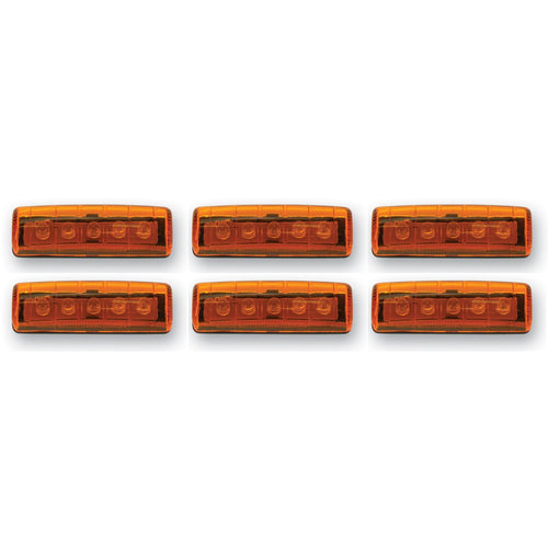 5 Diode Single Row LED Light Amber, 6 Pack